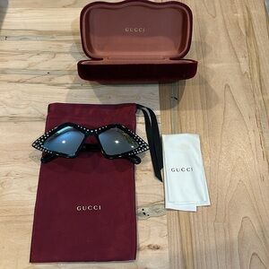 Gucci Black Sunglasses with Studded Accents